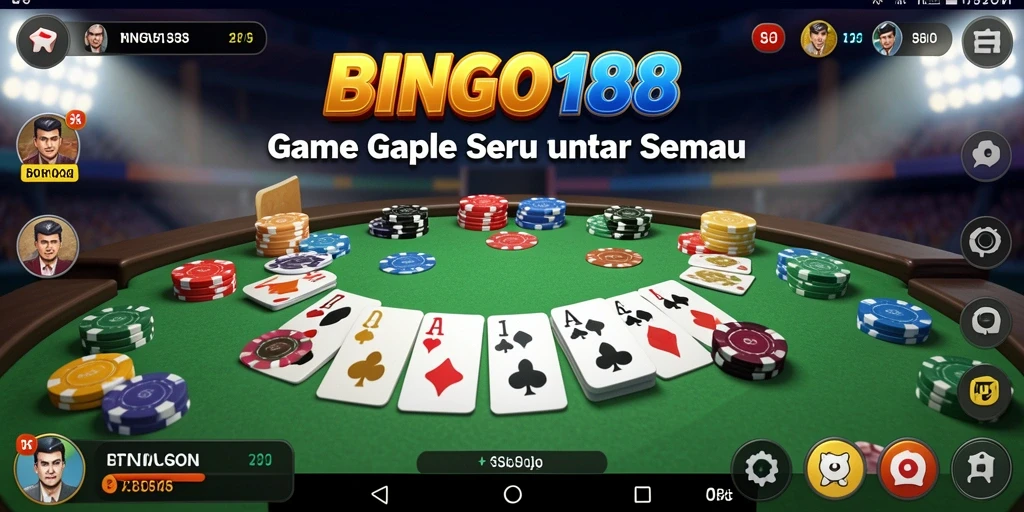 Screenshot BINGO188 menampilkan gameplay Gaple yang menyenangkan dan interaktif.