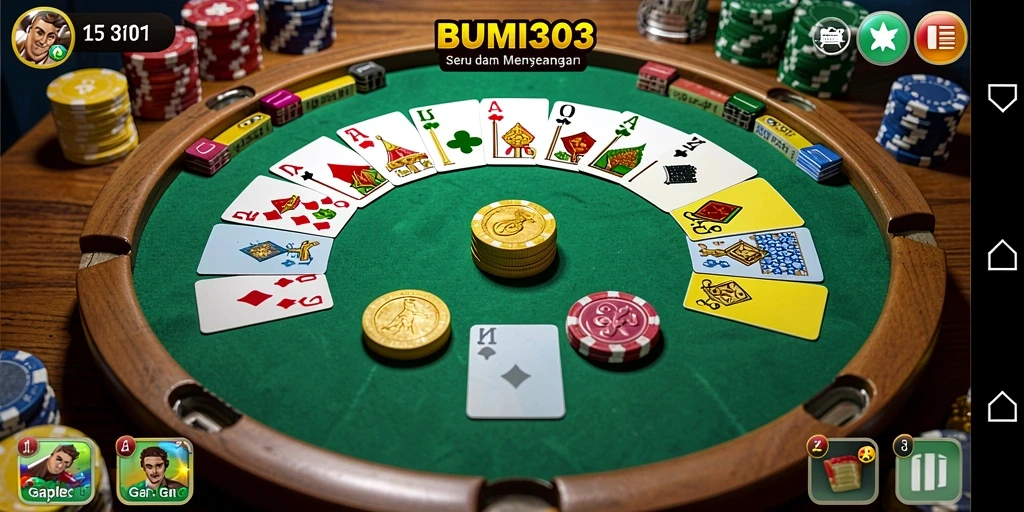Screenshot gameplay BUMI303 yang menampilkan suasana seru Gaple.