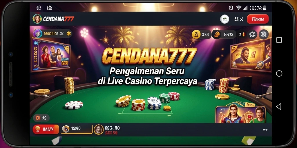 Screenshot gameplay CENDANA777 menunjukkan dealer langsung dan suasana kasino yang autentik.