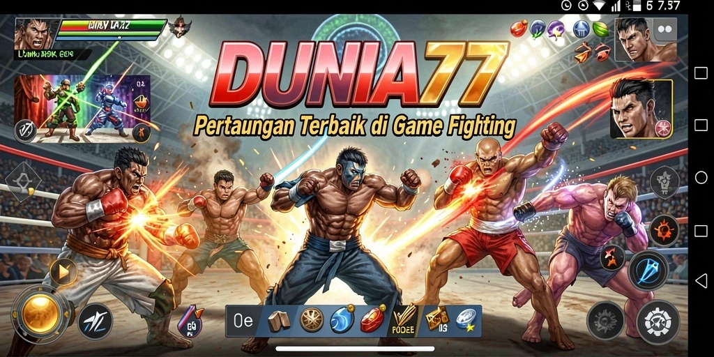 Gameplay DUNIA77 menampilkan pertarungan seru antar karakter.