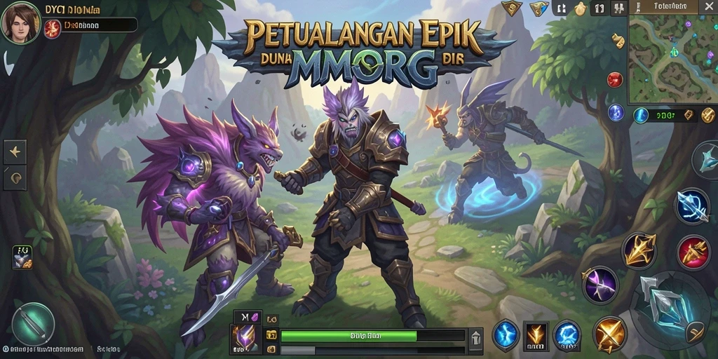 Screenshot gameplay menampilkan pertarungan epik di dunia DYO1.