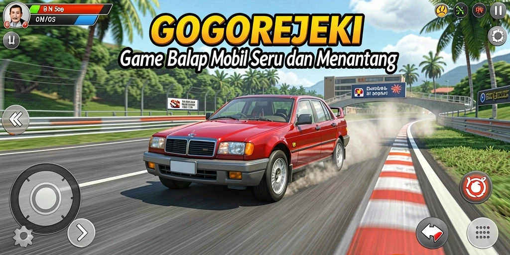 Gameplay seru GOGOREJEKI dengan mobil balap yang cepat dan rintangan menantang.