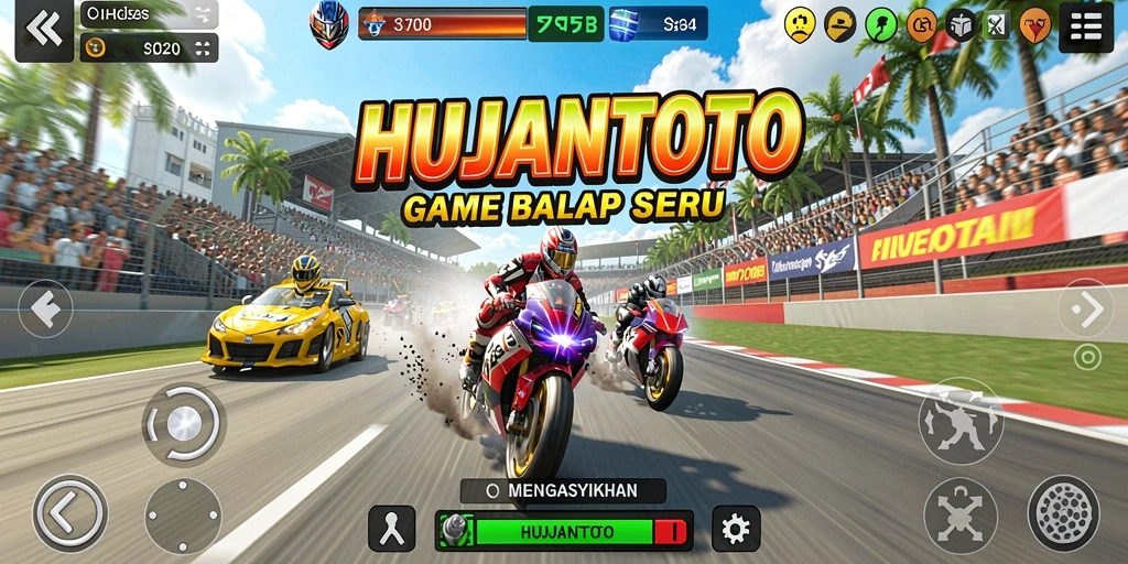 Tampilan gameplay balap yang seru di HUJANTOTO.