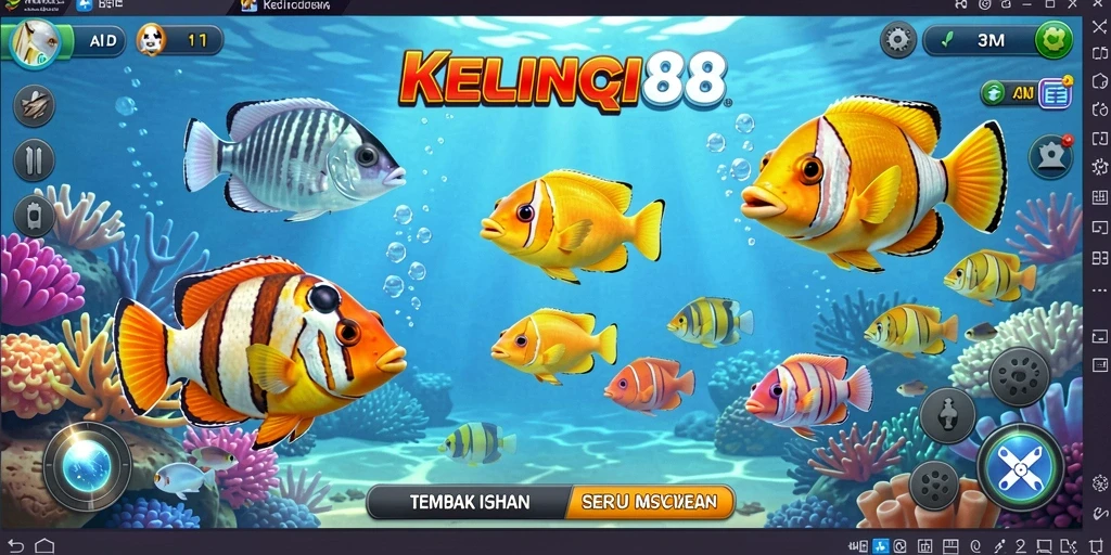 Tampilan game KELINCI88 menampilkan aksi menembak ikan yang seru.