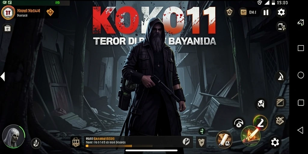 Screenshot utama dari gameplay KOKO11 menampilkan suasana horror yang menegangkan.