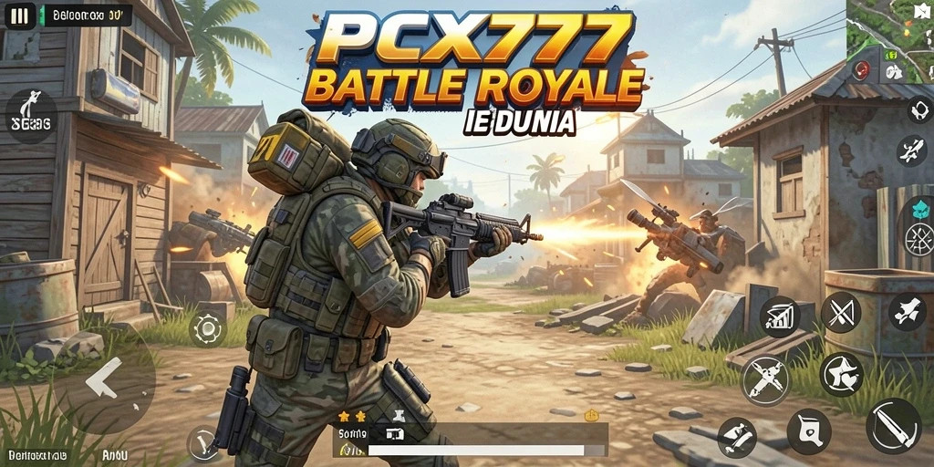 Screenshot gameplay dalam pertarungan Battle Royale intens.
