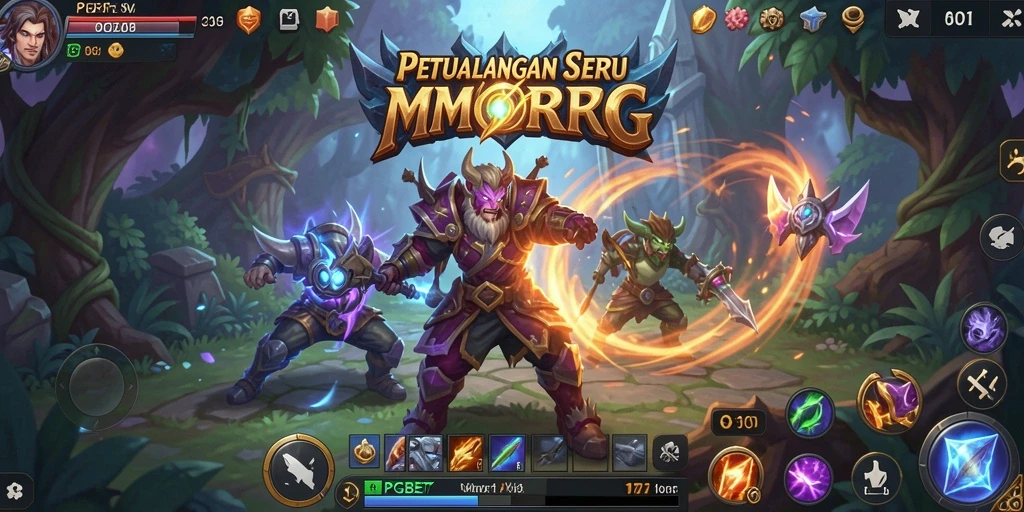 Tampilan seru gameplay dalam PGBET yang menggambarkan pertempuran MMORPG.