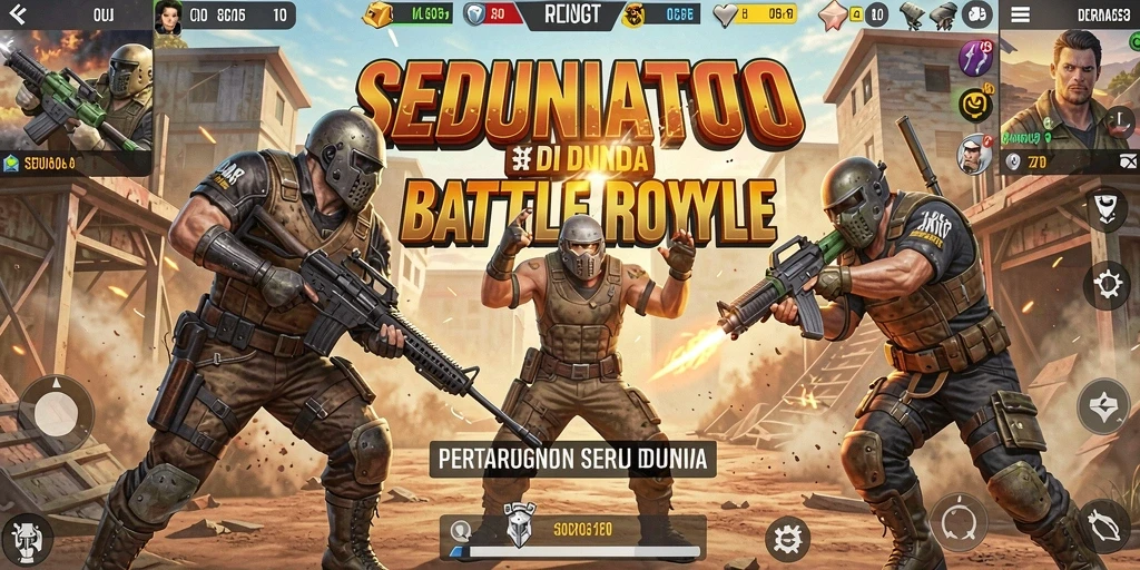 Screenshot SEDUNIATOTO menunjukkan aksi seru dalam pertempuran Battle Royale.