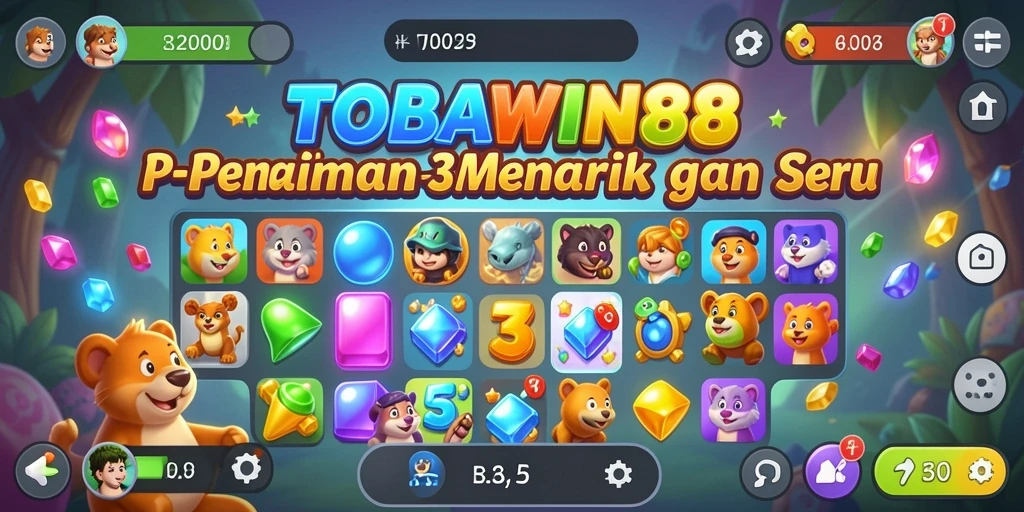 Screenshot gameplay TOBAWIN88 yang menunjukkan aksi Match-3 seru.