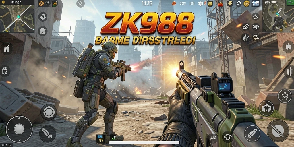 Tampilan gameplay seru ZK988 dalam pertempuran TPS.